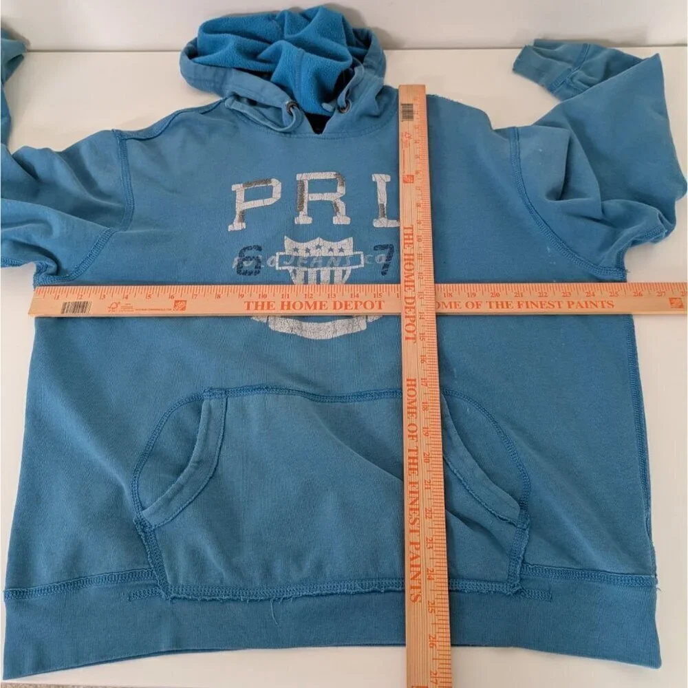 Polo Jeans Hoodie Mens Size Large Blue PRL Crest Pocket Hooded Sweatshirt